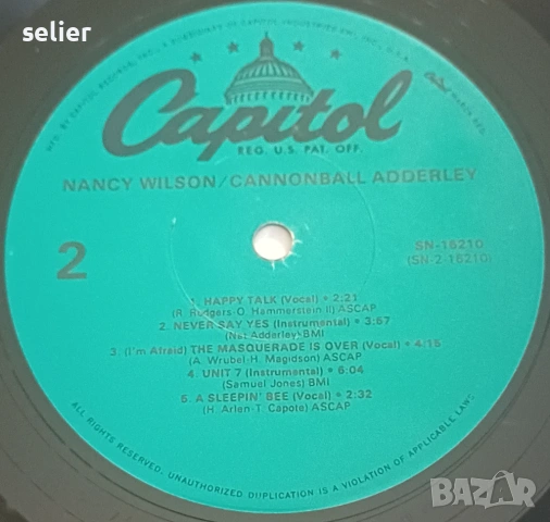 Nancy Wilson / Cannonball Adderley ‎– Nancy Wilson / Cannonball Adderley Издание 🇺🇸 USA 1978г Стил, снимка 3 - Грамофонни плочи - 53763870
