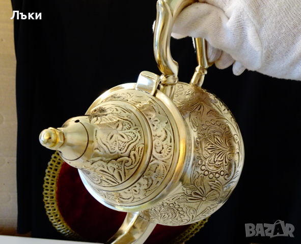 Антикварен бронзов чайник,релеф,орнаменти, снимка 9 - Антикварни и старинни предмети - 36251763