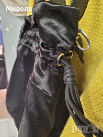Промо !NUNOO Черна чанта от САТЕН + дръжки от естествена кожа ( в интернет сайтове 149€ ), снимка 8 - Чанти - 39671179