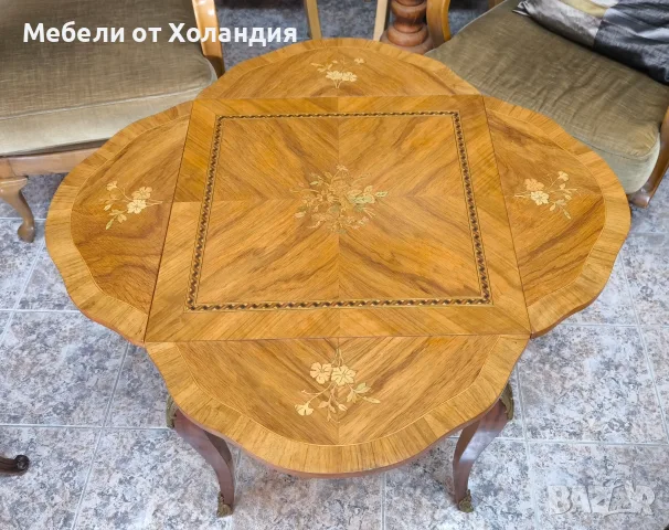 Антикварна масичка с интарзия Луи XV, снимка 2 - Маси - 56017455