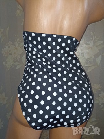 Nice size 100 C/ XL-Нов бански черен на бели точки с много висока талия , снимка 9 - Бански костюми - 40553187