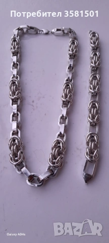 172/Сребърен Синджир и Гривна-КОМПЛЕКТ-160грама.🇧🇬, снимка 2 - Колиета, медальони, синджири - 53035699