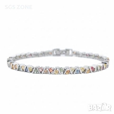 нежна сребърна гривна с мултитурмалин, снимка 5 - Гривни - 52747085