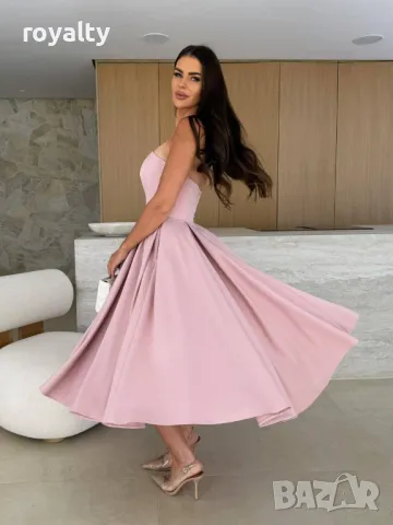 Дълга елегантна розова дамска рокля , снимка 8 - Рокли - 49486539