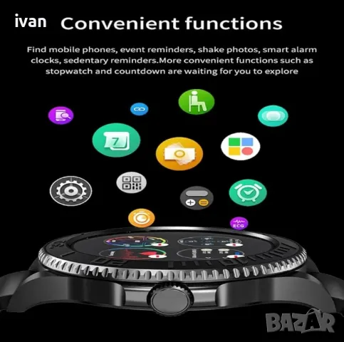 смарт часовник с хеалт-метер и блутут за сдвояване с телефон. , снимка 3 - Мъжки - 49843835