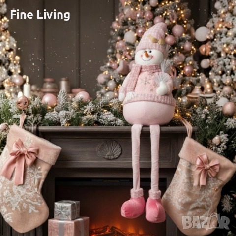 Декоративен коледен снежен човек с дълги крака – 80 см