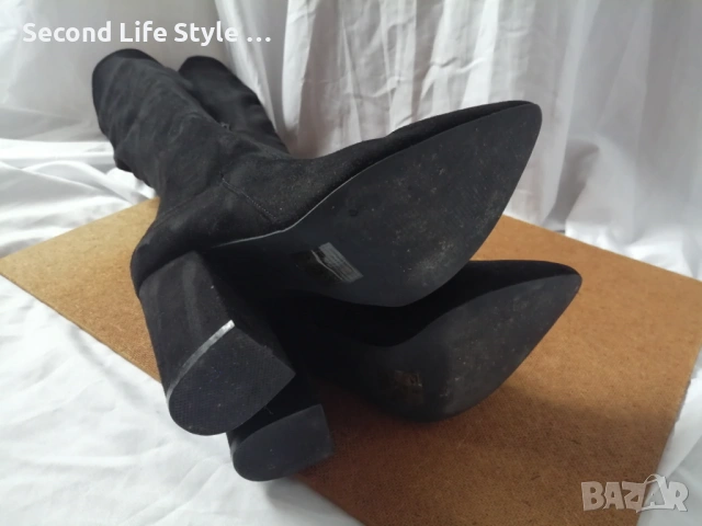 №36 Елегантни дамски ботуши над коляното; с ток; имитация на велур, снимка 12 - Дамски ботуши - 53110293