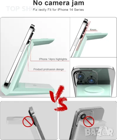 Безжично зарядно 3 в 1 - Станция за бързо зареждане ADADPU 15W за Apple, снимка 2 - Безжични зарядни - 49522788