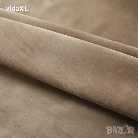 vidaXL Затъмняващи завеси с куки, 2 бр, кадифе, бежови, 140x225 см, снимка 3 - Пердета и завеси - 56146002