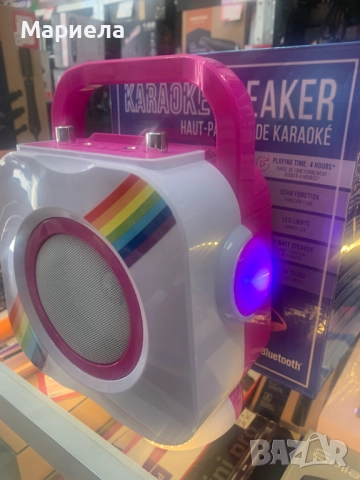 Розова караоке тонколона / 8W / 2 Микрофона и LED, снимка 6 - Тонколони - 51521180