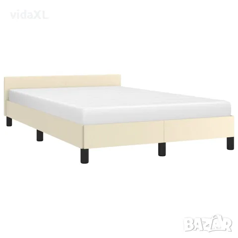 vidaXL Рамка за легло с табла без матрак, кремава, 120x200 см, снимка 3 - Спални и легла - 56147183