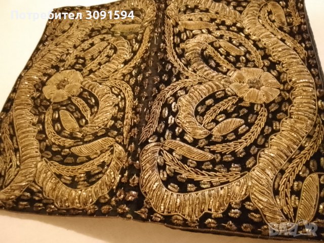 Винтидж чанта,портмоне със златна сърма черно кадифе