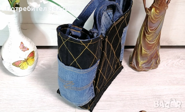 Ръчно изработена дънкова чанта без цип, снимка 7 - Чанти - 51501122