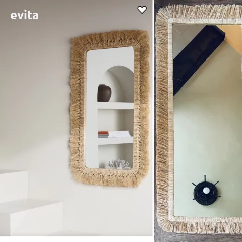 Бохо огледало от рафия. Ръчна изработка! 