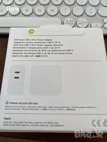 Зарядно Apple 35W Dual USB-C Power Adapter оригинал, снимка 2 - Оригинални зарядни - 53704813