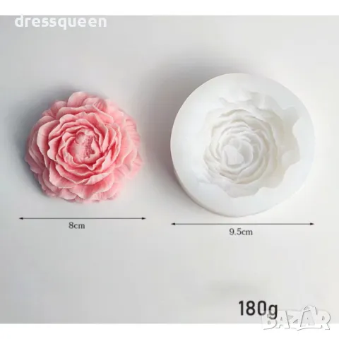 4311 Силиконова форма с дизайн на цвете божур, снимка 2 - Форми - 48905549