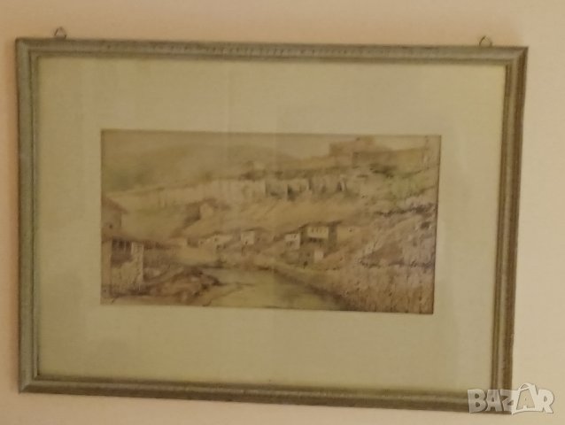 Картина, Търново, Никола Чехларов, акварел. , снимка 7 - Картини - 44477234