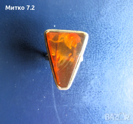 КЕХЛИБАРЕН СРЕБЪРЕН ПРЪСТЕН , снимка 6 - Пръстени - 50792066