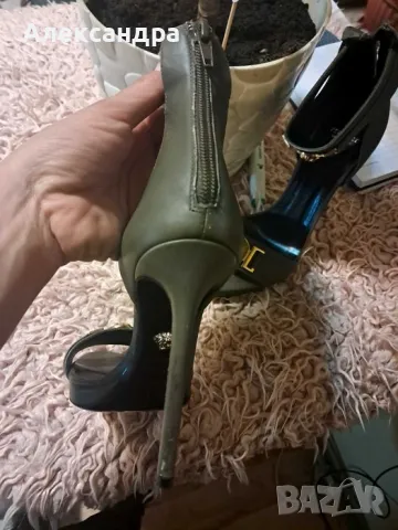 Сандали с висок ток Versace Medusa в зелено, снимка 7 - Дамски обувки на ток - 49964946