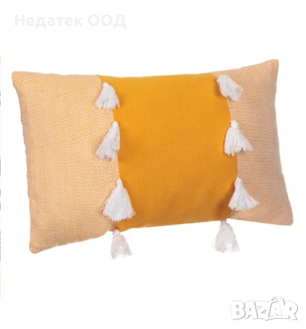 Декоративна  възглавница, Rhombus Design, 50x30cм, Горчица/ бяла