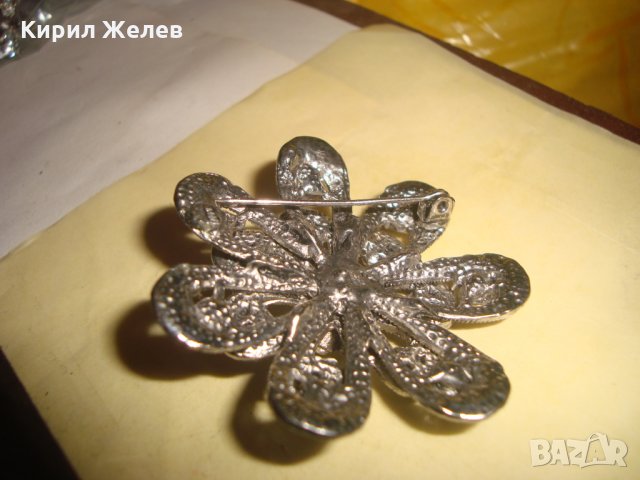СТАРА СРЕБРИСТА СКЪПОЦЕННА ФЛОРАЛНА ВИНТИДЖ БРОШКА с БОХЕМСКИ ФАСЕТ КРИСТАЛИ 25082, снимка 8 - Други - 34528643