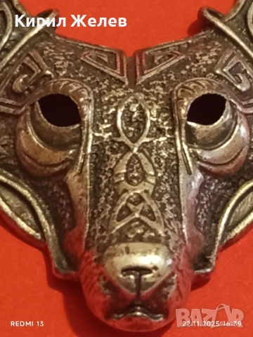МЕДАЛЬОН АМУЛЕТ МАСКА на ВЪЛК ВИКИНГСКИ СТИЛ "МАСКАТА на МЬОСГОР" 52172, снимка 3 - Колиета, медальони, синджири - 52503871