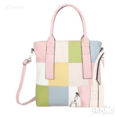 Шарена дамска чанта с разноцветна дръжка, снимка 4 - Чанти - 52584757