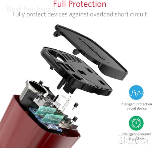 BESTEK 200W инвертор на захранване DC 12V към AC 230V 240V 3-в-1 зарядно за кола Гнездо за запалка , снимка 7 - Друга електроника - 42212819