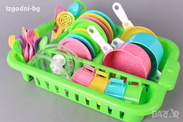 Реалистичен детски сушилник с много съдове и прибори, снимка 3 - Играчки за стая - 42038045