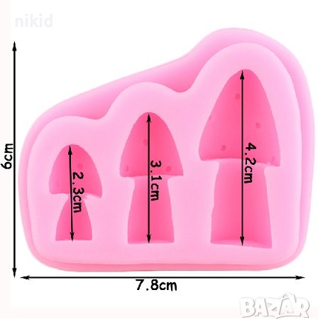 3 захлюпени гъбки гъби гъба силиконов молд форма фондан декор украса, снимка 2 - Форми - 41717281