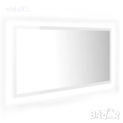vidaXL LED огледало за баня, бял гланц, 90x8,5x37 см, акрил（SKU:804937, снимка 1