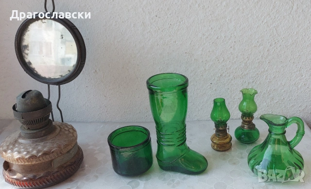 стъклени разни: Стара синя газена лампа, красива и други стъклени лампа, стъклена газена, снимка 2 - Други - 42256598