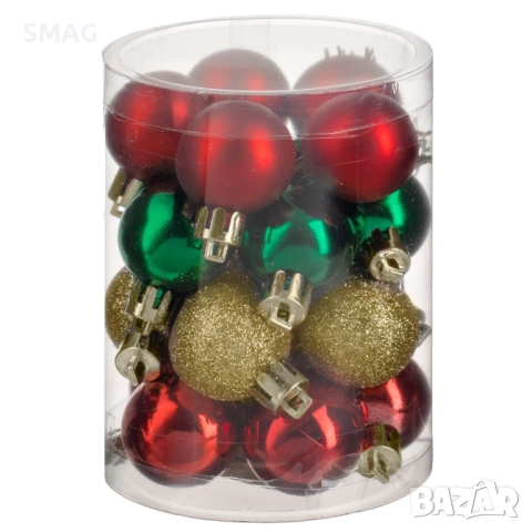 Комплект коледни топки зелено, червено, златисто Ø3 см_1240982