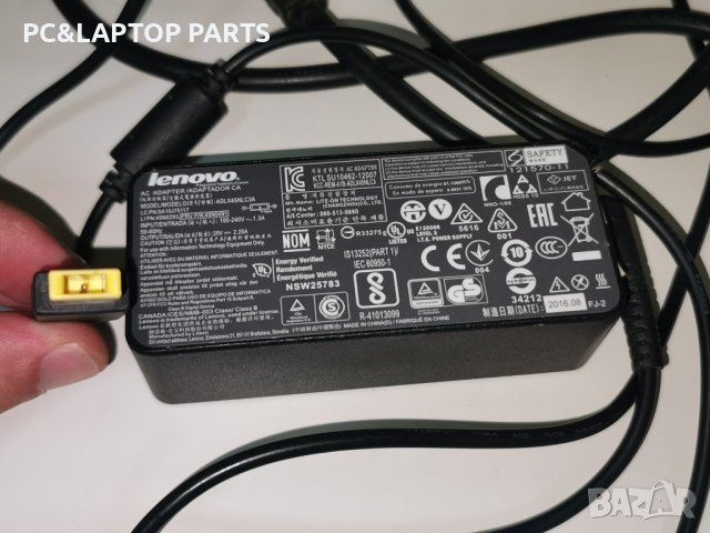 Оригинално зарядно Lenovo 45W 20V 2.25A правоъгълна букса