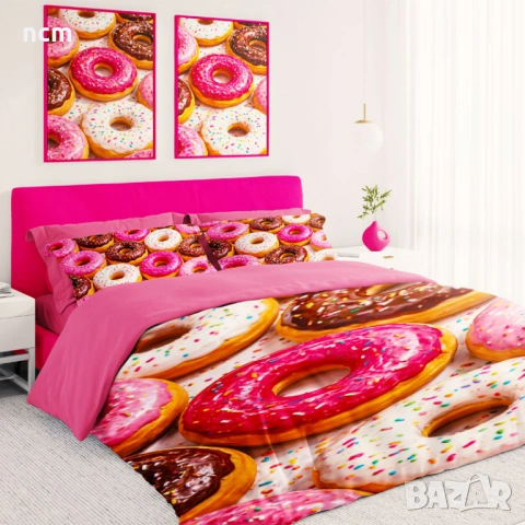 Луксозно Българско спално бельо с 3D реалистичен флорален принт Donuts