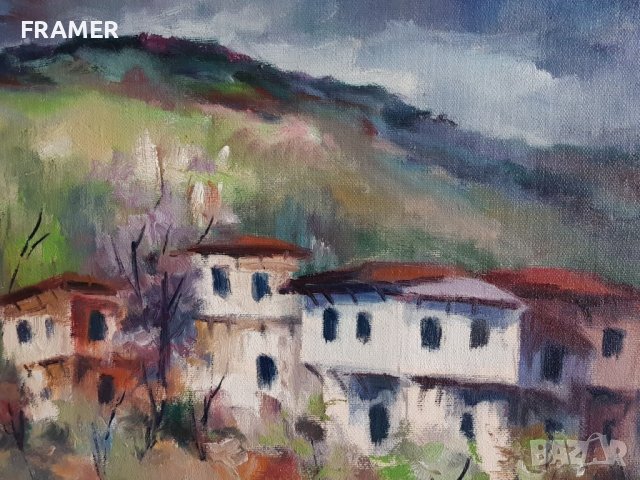 Ангел Иванов (1925 – 2014) квартал от Тетевен маслени бои, снимка 3 - Картини - 38953437