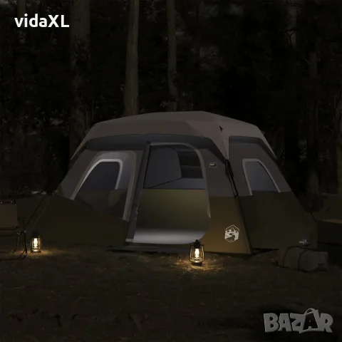 vidaXL Семейна палатка с LED 6-местна светлозелен бързо освобождаване, снимка 3 - Палатки - 56148314