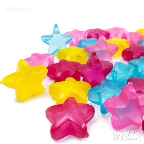 6417 Цветни кубчета за лед звездички – 20 броя, 3 см, снимка 3 - Форми - 53535757