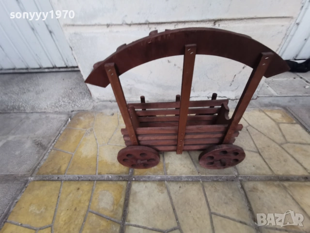 ДЪРВЕНА ПОСТАВКА-КОЛИЧКА ЗА ВИНО И ЧАШИ 1001261737LCHERY1, снимка 18 - Антикварни и старинни предмети - 53055781