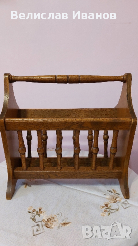 Стойка за вестници от масив. Винтидж Отлично състояние., снимка 4 - Антикварни и старинни предмети - 44932139