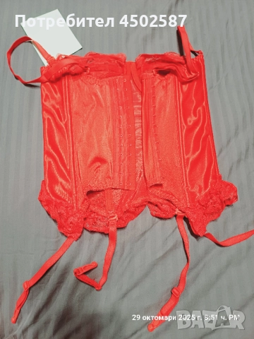 Червен корсет със жартиери, снимка 3 - Корсети, бюстиета, топове - 52715157