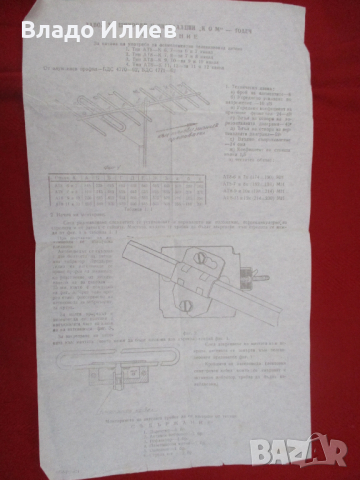 Ръководство за монтаж  и употреба на осемелементна телевизионна антена произв. на завод "Ком"-Годеч