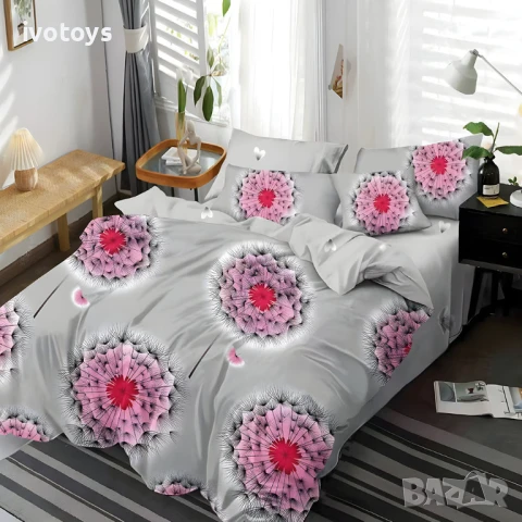 Двулицево спално бельо с ластик, 6 части - Модел WS17498, снимка 1