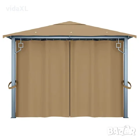 vidaXL Шатра със завеси, 400x300 см, таупе, алуминий, снимка 6 - Къмпинг мебели - 56146613