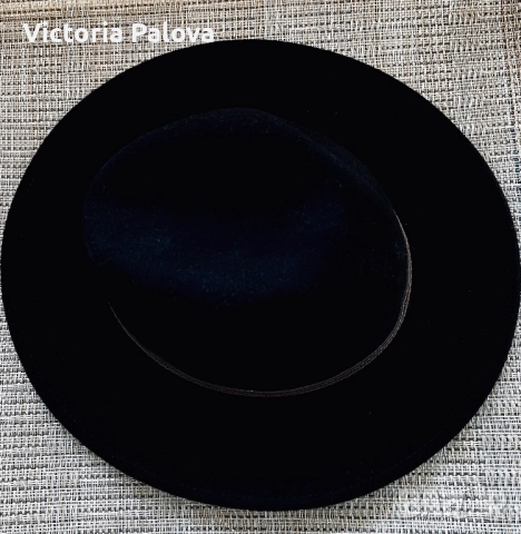 Черна вълнена шапка FEDORA - класическа, 100% вълна, 59 размер, снимка 5 - Шапки - 52426683