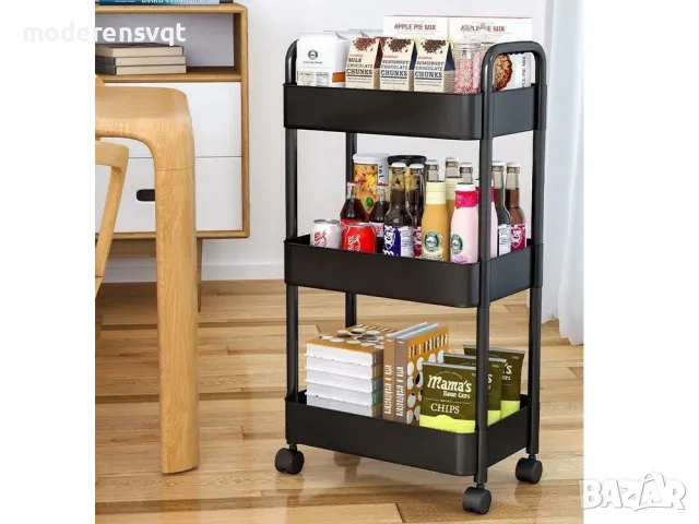 Етажерка кухня и баня 3 нива с колелца, снимка 2 - Етажерки - 49210134