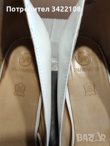 Дамски бели кожени обувки Salamander, размер UK 5,5, снимка 3 - Дамски обувки на ток - 42625744