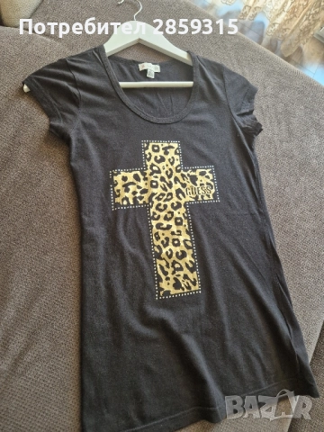 Дамска тениска Guess - размер S, черна, снимка 2 - Тениски - 52155732