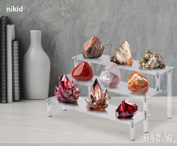 триетажна 3 етажа етажна Акрилна стойка поставка стелаж правоъгълна прозрачна Пластмасова , снимка 3 - Други - 51111320