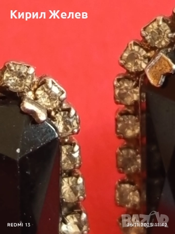 Обеци с черни камъни ОНИКС и диаманти закопчаване тип пиронче 37585, снимка 7 - Обеци - 52546529